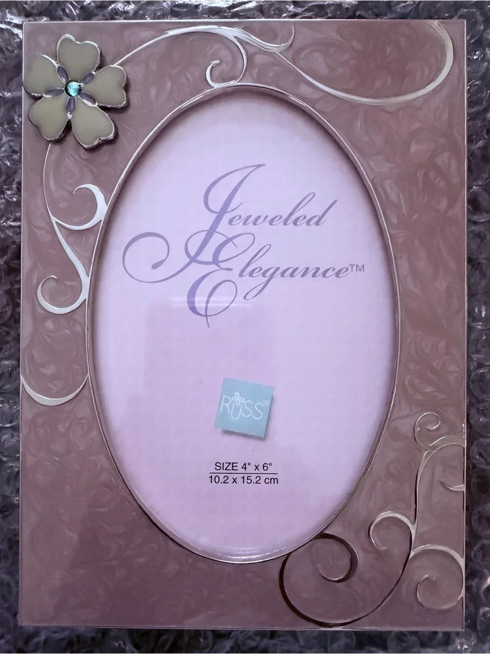 Jeweled Elegance Pink Swirl Jeweled Floral Picture Frame 4x6 photo